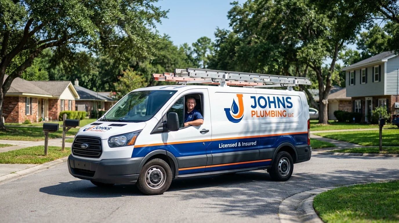 Johns Plumbing LLC service van in Broomall, PA