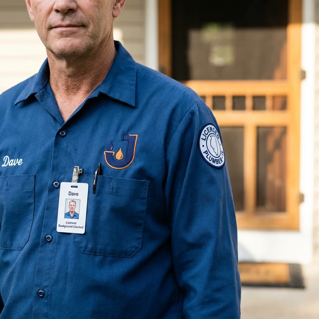 Licensed plumber showing ID badge in Broomall, PA