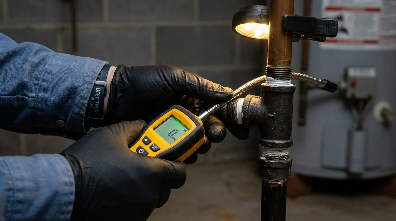 Gas leak detection with electronic sniffer by Johns Plumbing LLC in Broomall