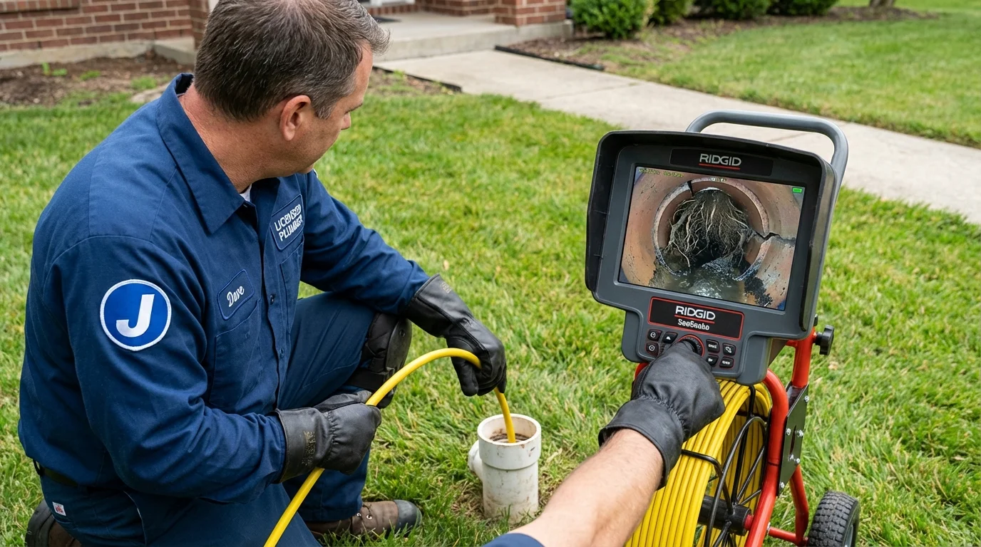 Sewer camera inspection being performed by Johns Plumbing LLC in Broomall